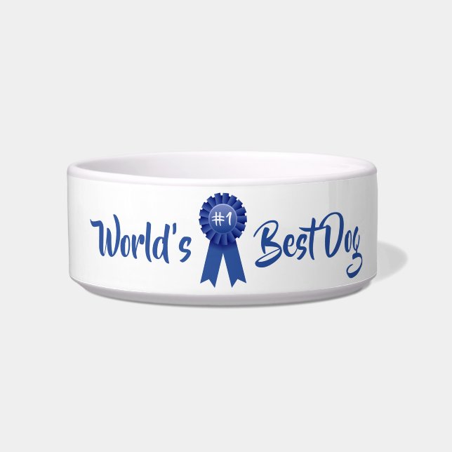 Best Dog ter wereld, #1 Blue Ribbon Pet Bowl Voerbakje (Voorkant)