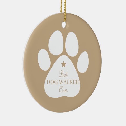 Best Dog Walker Ever, Paw Print Ceramic Ornament (Rechts)