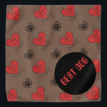 Best Dog Wedding Bandana<br><div class="desc">De beste hond draag op je bruiloft. Een bandana in een bruin patroon met doggie-poten en Puppy Love-tekst in het rode hart</div>