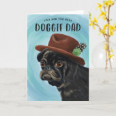 Best Doggie Dad Cute Pug Vaderdag Kaart (Gele Bloem)
