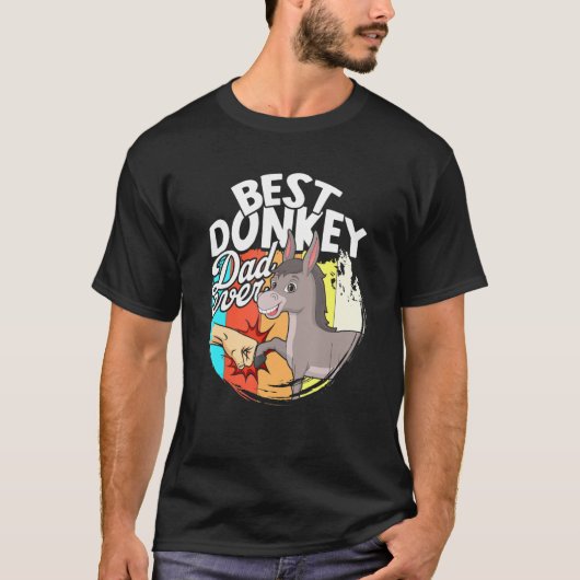 Best Donkey Dad Ever Retro Boerderij Farmer Animal T-shirt (Voorkant)