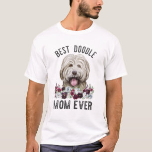 Best Doodle Mam ooit Floral Dog Mama Bordoodle T-shirt