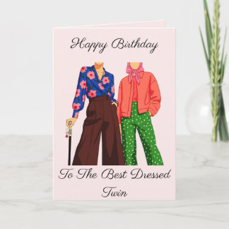 Best Dressed Adult Twins Birthday Kaart