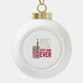 Best Effin Step-Dad Ever Patriotic Vintage Vector_ Keramische Bal Ornament