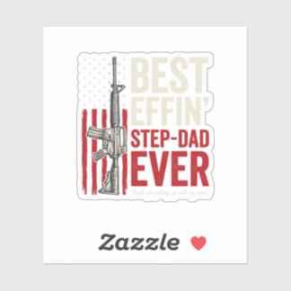 Best Effin Step-Dad Ever Patriotic Vintage Vector_ Sticker