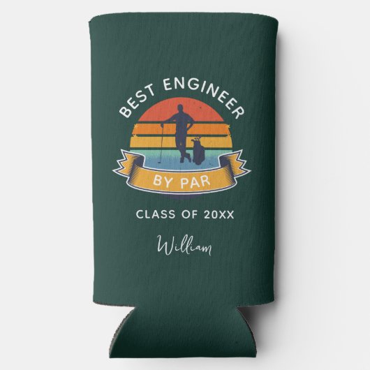 Best Engineer by Par 2025 Afstuderen Golfliefhebbe Seltzer Blikjeskoeler (Achterkant)
