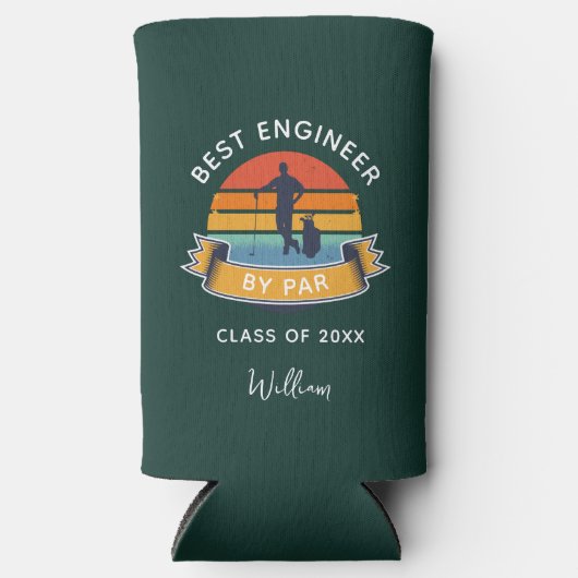 Best Engineer by Par 2025 Afstuderen Golfliefhebbe Seltzer Blikjeskoeler (Voorkant)