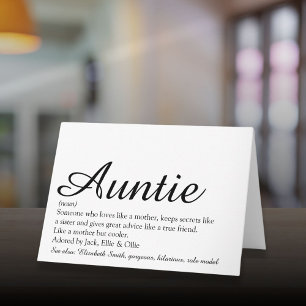 Best Ever Aunt ter wereld, Auntie Definition Scrip Kaart