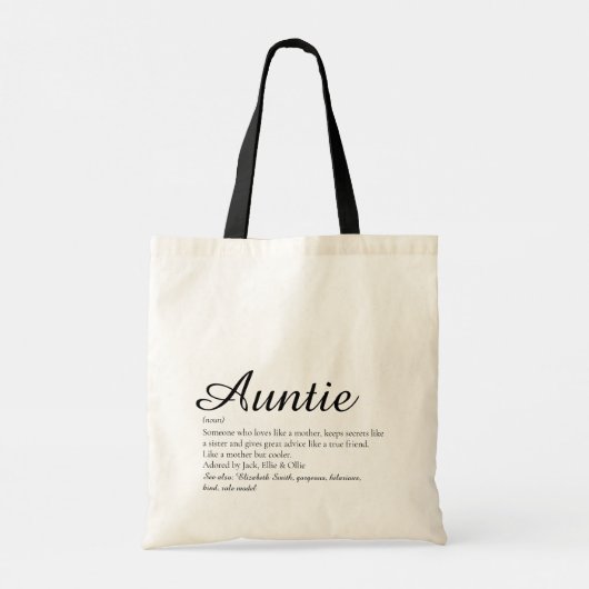 Best Ever Aunt ter wereld, Auntie Definition Scrip Tote Bag (Achterkant)