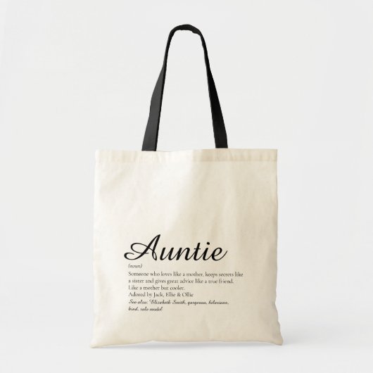 Best Ever Aunt ter wereld, Auntie Definition Scrip Tote Bag (Voorkant)