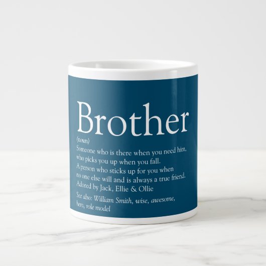 Best Ever Brother Definition Fun Quote Blue Grote Koffiekop (Voorkant)