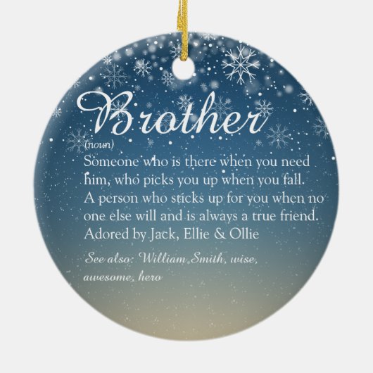 Best Ever Brother Definition voor kerstmis Keramisch Ornament (Achterkant)