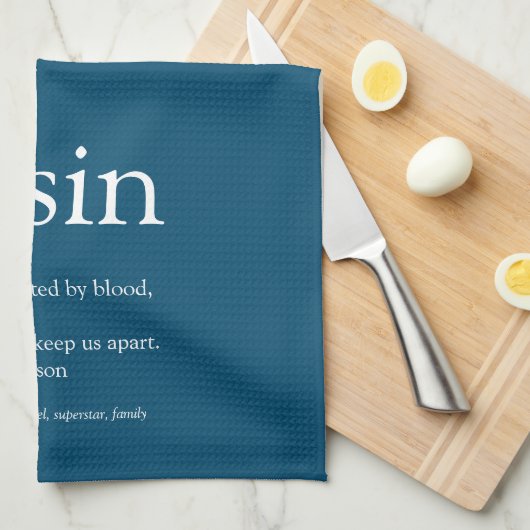 Best Ever Cousin Definition Blue Fun Theedoek (Quarter Fold)