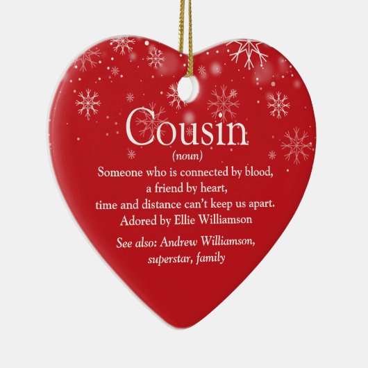 Best Ever Cousin Definition kerstfeestdag Keramisch Ornament (Rechts)