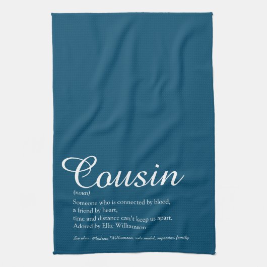 Best Ever Cousin Definition Script Blue van de wer Theedoek (Verticaal)