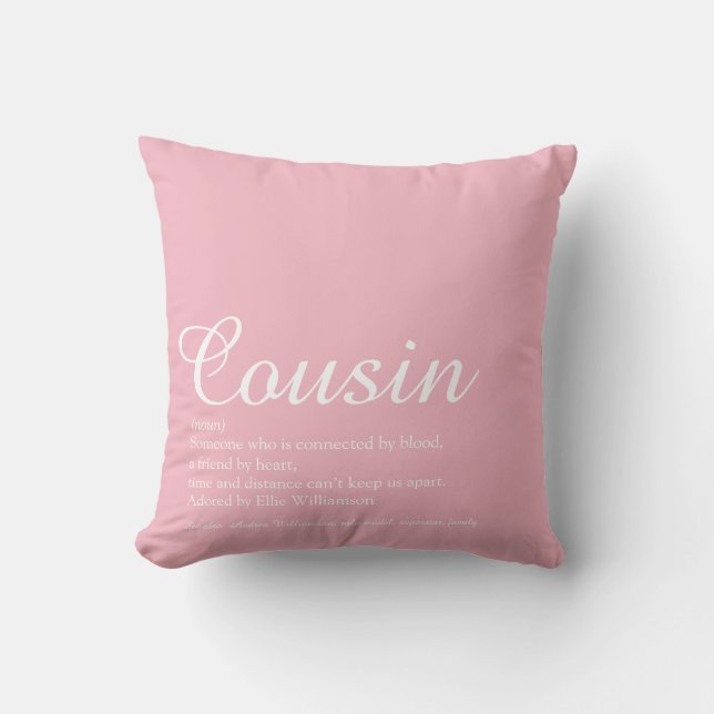 Best Ever Cousin Definition Script roze ter wereld Kussen (Voorkant)