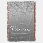 Best Ever Cousin Definition Silver Glitter Deken (Voorkant Verticaal)
