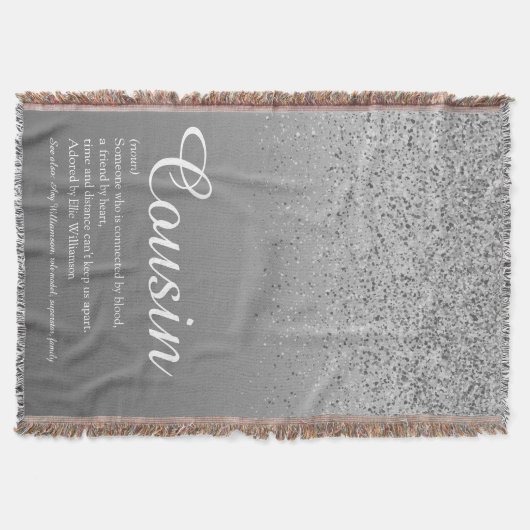 Best Ever Cousin Definition Silver Glitter Deken (Voorkant)