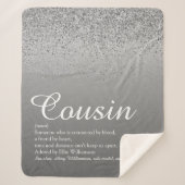 Best Ever Cousin Definition Silver Glitter Sherpa Deken (Voorkant)