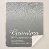 Best Ever Grandma Definition Silver Glitter Sherpa Deken (Voorkant)