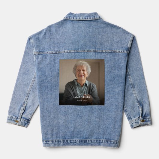 Best Ever Grandma Since 20XX Simple Elegant Photo Denim Jacket (Achterkant)