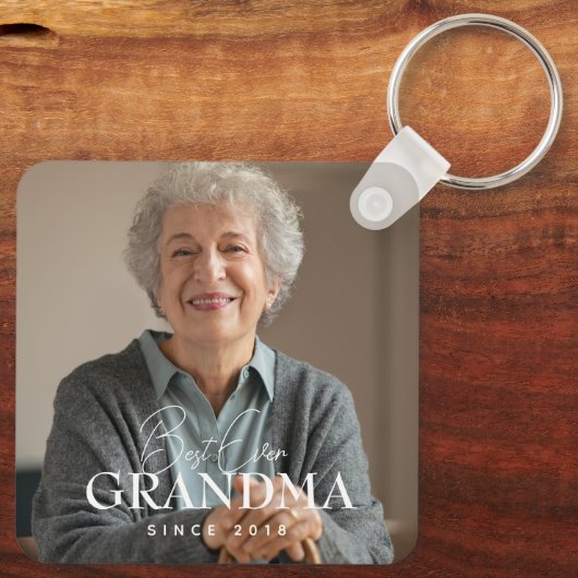 Best Ever Grandma Since 20XX Simple Elegant Photo Sleutelhanger (Achterkant)