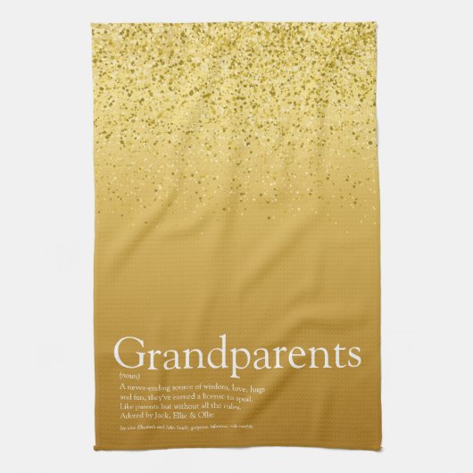 Best Ever Grandouders Definition Gold Glitter Theedoek (Verticaal)