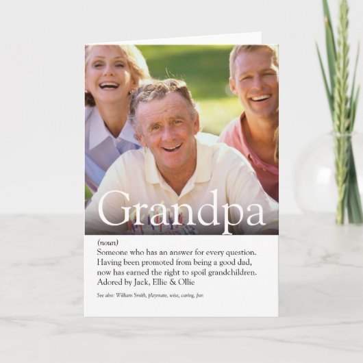 Best Ever Grandpa, Grandad, Papa Definition Photo Kaart (Voorkant)