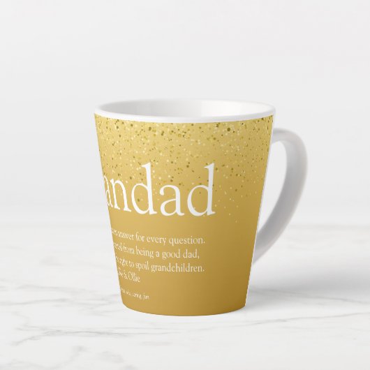 Best Ever Grandpa, Papa Definition Gold Glitter Latte Mok (Rechterhoek)