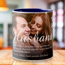 Best Ever Husband Definition Script Photo van de w Tweekleurige Koffiemok
