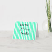 Best ever mom green stripped pattern pastel neon  bedankkaart (Voorkant)