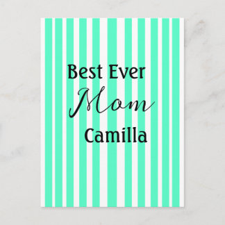 Best ever mom green stripped pattern pastel neon  briefkaart