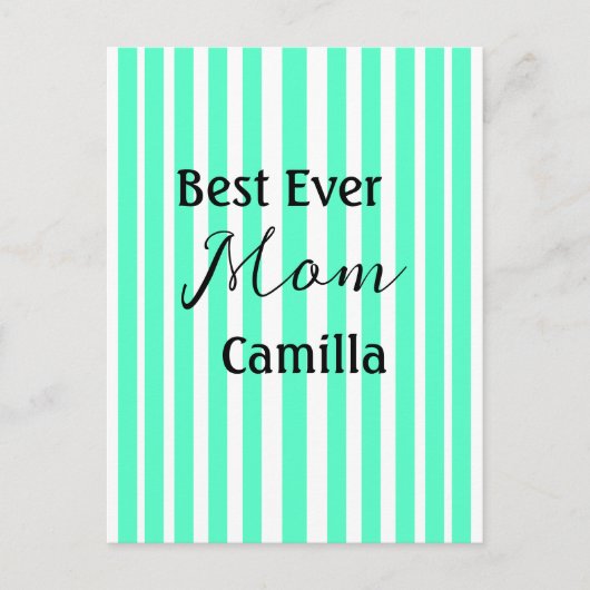 Best ever mom green stripped pattern pastel neon briefkaart (Voorkant)