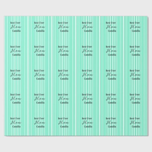 Best ever mom green stripped pattern pastel neon  cadeaupapier (Vlak)