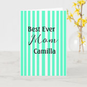Best ever mom green stripped pattern pastel neon  kaart (Gele Bloem)