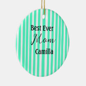 Best ever mom green stripped pattern pastel neon keramisch ornament (Rechts)