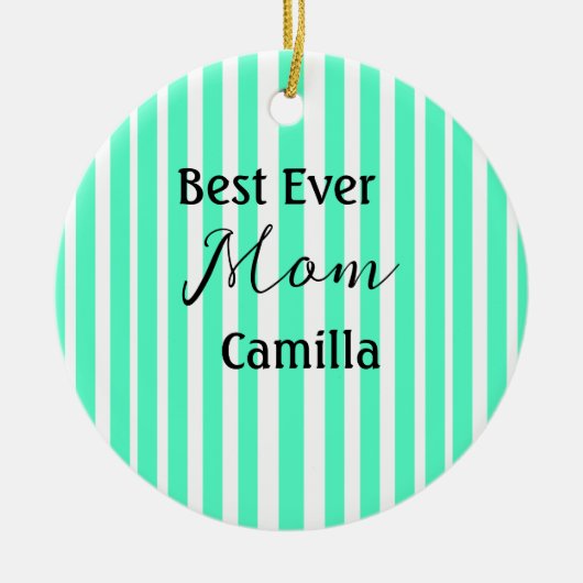 Best ever mom green stripped pattern pastel neon keramisch ornament (Voorkant)