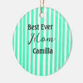 Best ever mom green stripped pattern pastel neon keramisch ornament (Links)