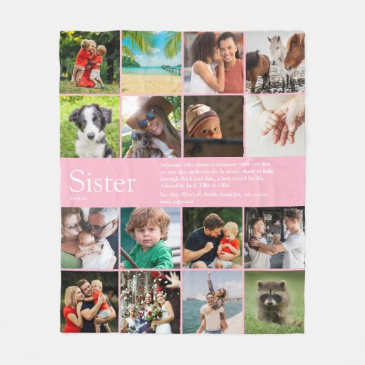 Best Ever Sister Definition 16 Foto Girly Pink Fleece Deken (Voorkant)