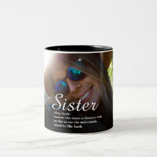 Best Ever Sister Definition Chic Script Photo Tweekleurige Koffiemok