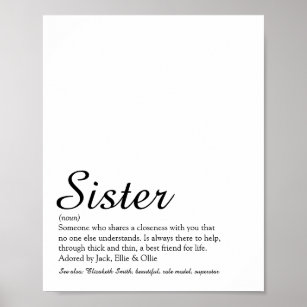Best Ever Sister Definition Chic Script ter wereld Poster