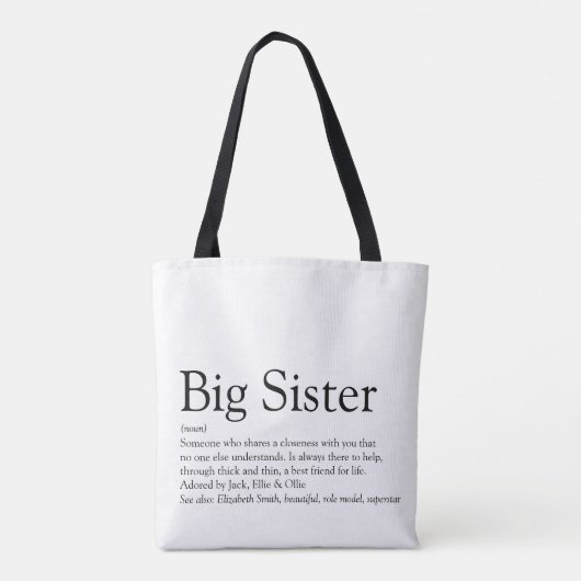 Best Ever Sister Definition Fun Black en White Tote Bag (Achterkant)