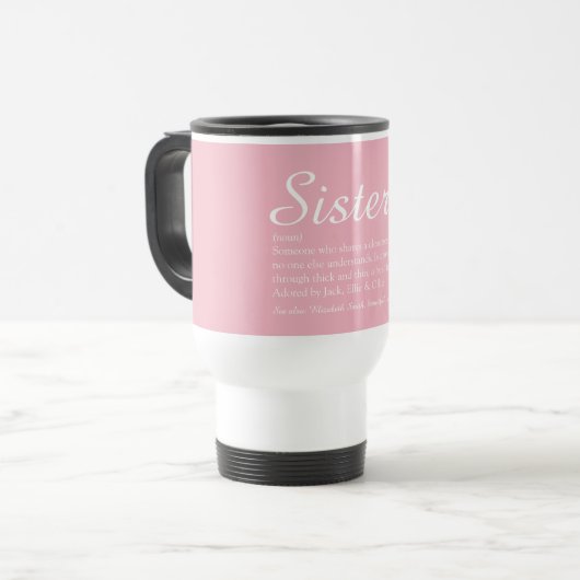 Best Ever Sister Definition Script Girly Pink Reisbeker (Voorkant links)