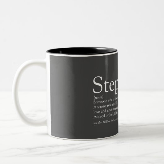 Best Ever Stepfather, Stepdad Definition Fun Grey Tweekleurige Koffiemok (Links)