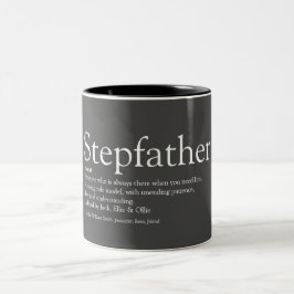Best Ever Stepfather, Stepdad Definition Fun Grey Tweekleurige Koffiemok