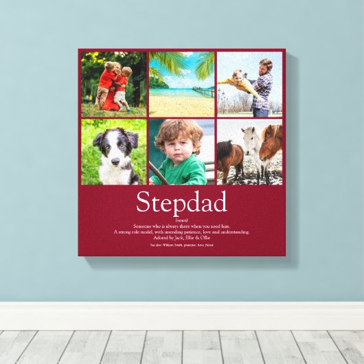 Best Ever Stepfather Stepdad Modern Photo Collage Canvas Afdruk (Insitu (Houten vloer))