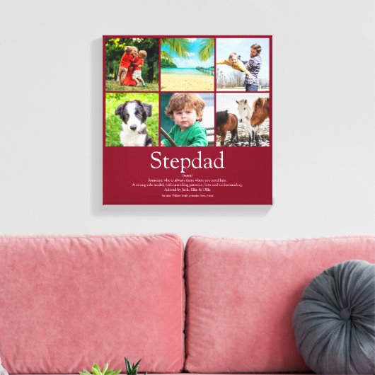 Best Ever Stepfather Stepdad Modern Photo Collage Canvas Afdruk (Insitu (Woonkamer))