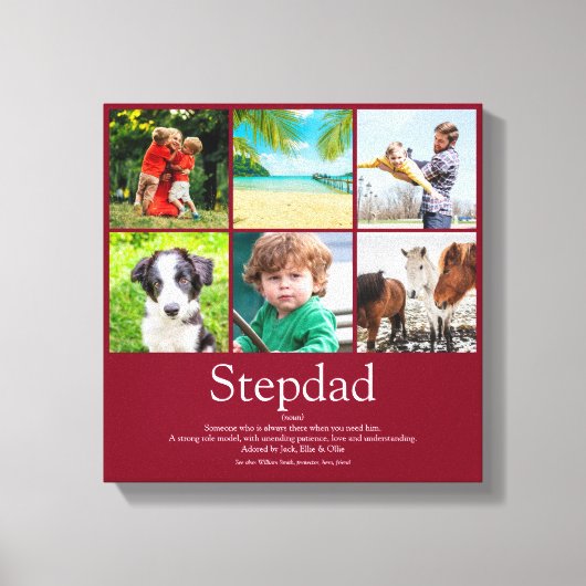 Best Ever Stepfather Stepdad Modern Photo Collage Canvas Afdruk (Voorkant)