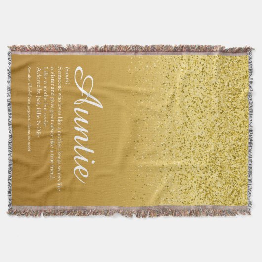 Best Ever tante Definition Gold Glitter Deken (Voorkant)