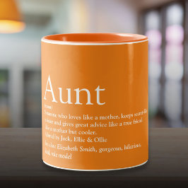 Best Ever tante Fun Definition Quote Oranje Tweekleurige Koffiemok